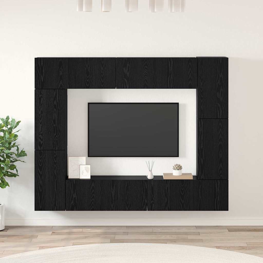 Ensemble Meuble TV Gris et Bois - 8 Pièces-Mon Meuble TV-Chêne noir-80 cm-4-21
