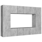 Ensemble Meuble TV Gris et Bois - 8 Pièces-Mon Meuble TV-Gris béton-60 cm-1-1