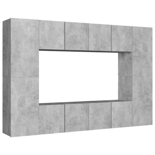 Ensemble Meuble TV Gris et Bois - 8 Pièces-Mon Meuble TV-Gris béton-60 cm-1-1