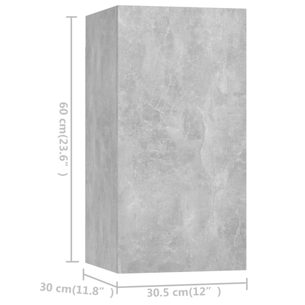 Ensemble Meuble TV Gris et Bois - 8 Pièces-Mon Meuble TV-Gris béton-60 cm-1-12