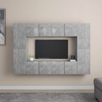 Ensemble Meuble TV Gris et Bois - 8 Pièces-Mon Meuble TV-Gris béton-60 cm-1-2