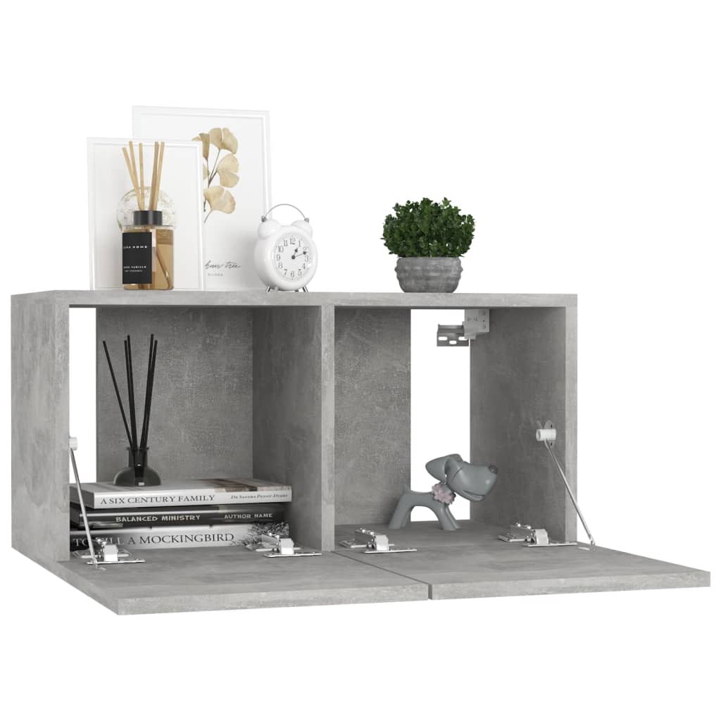 Ensemble Meuble TV Gris et Bois - 8 Pièces-Mon Meuble TV-Gris béton-60 cm-1-4