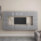 Ensemble Meuble TV Gris et Bois - 8 Pièces-Mon Meuble TV-Gris béton-80 cm-1-16