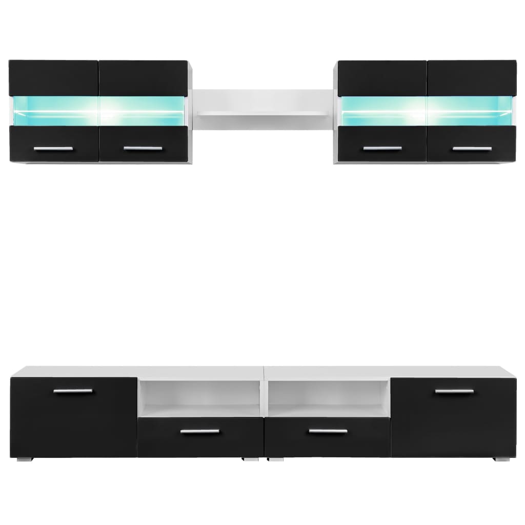 Ensemble Meuble TV LED Noir Brillant - 5 Pièces-Mon Meuble TV-Noir-1-3