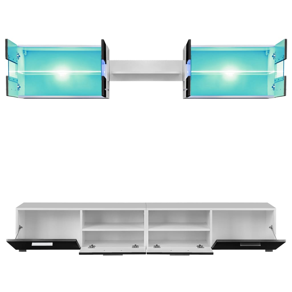 Ensemble Meuble TV LED Noir Brillant - 5 Pièces-Mon Meuble TV-Noir-1-4