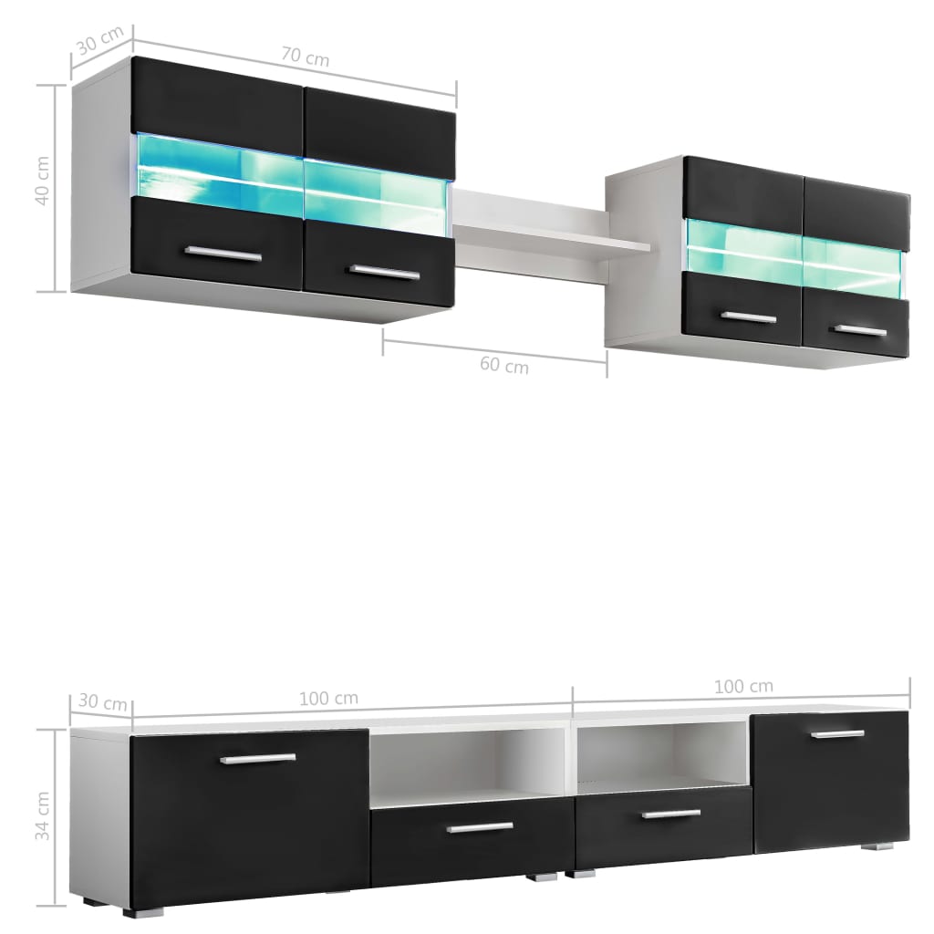 Ensemble Meuble TV LED Noir Brillant - 5 Pièces-Mon Meuble TV-Noir-1-9
