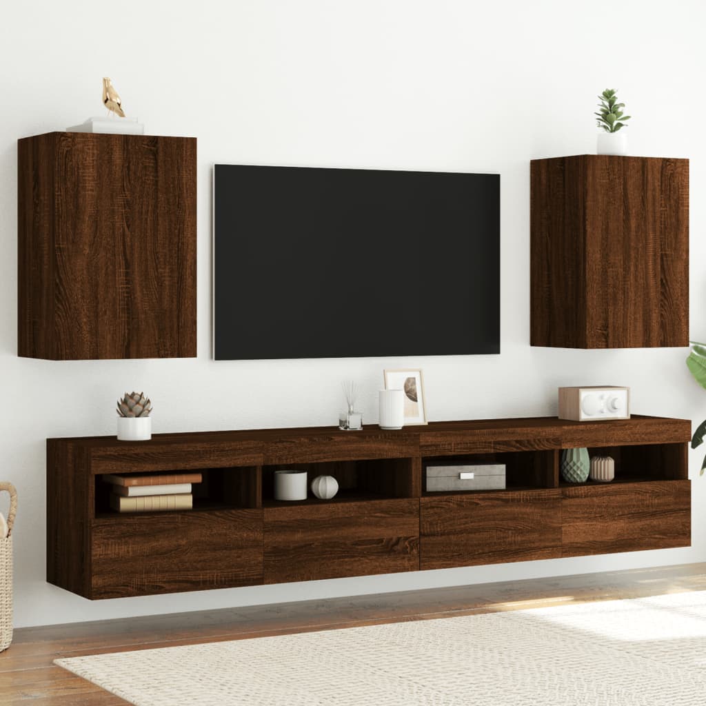 Ensemble Meuble TV Marron Effet Chêne Fumé - 102 cm-Mon Meuble TV-Chêne marron-60 cm-2-40