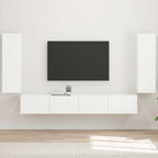 Ensemble Meuble TV Mural Chêne Artisanal - 4 Pièces-Mon Meuble TV-Blanc-13