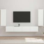 Ensemble Meuble TV Mural Chêne Artisanal - 4 Pièces-Mon Meuble TV-Blanc brillant-20