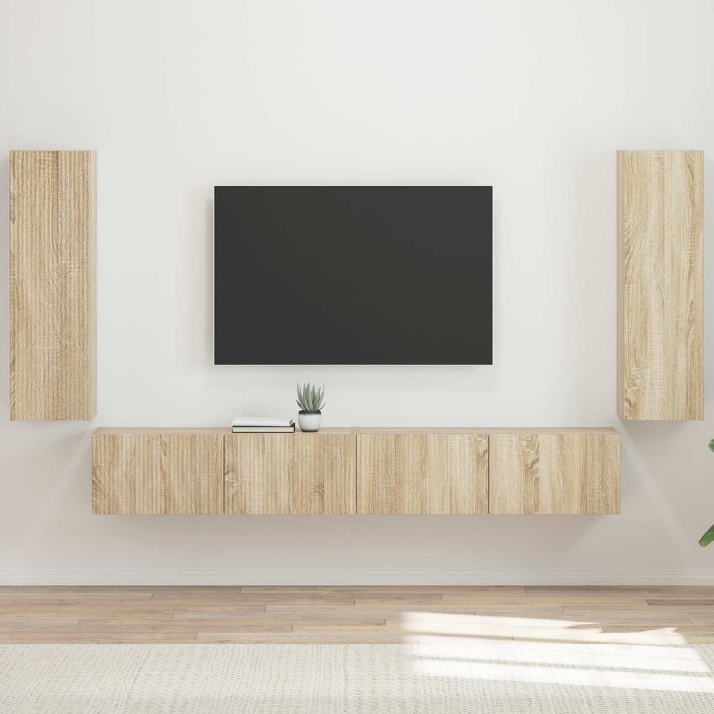 Ensemble Meuble TV Mural Chêne Artisanal - 4 Pièces-Mon Meuble TV-Chêne sonoma-19