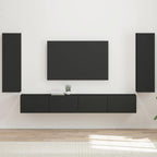 Ensemble Meuble TV Mural Chêne Artisanal - 4 Pièces-Mon Meuble TV-Noir-14
