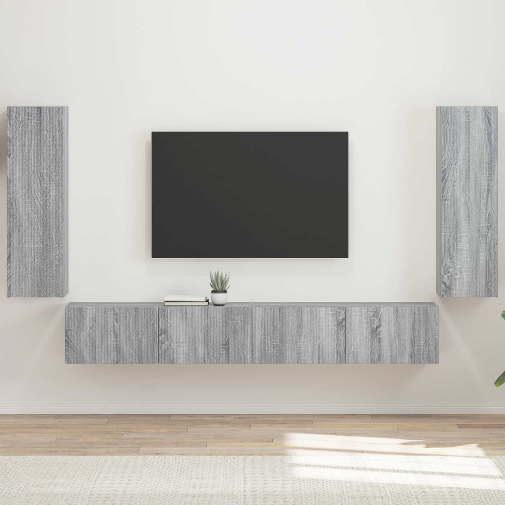 Ensemble Meuble TV Mural Chêne Artisanal - 4 Pièces-Mon Meuble TV-Sonoma gris-18