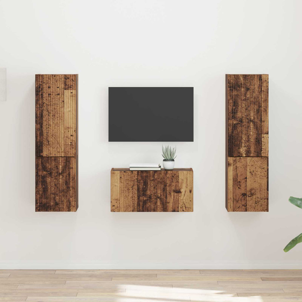 Ensemble Meuble TV Mural Effet Béton - 5 Pièces-Mon Meuble TV-Bois ancien-19