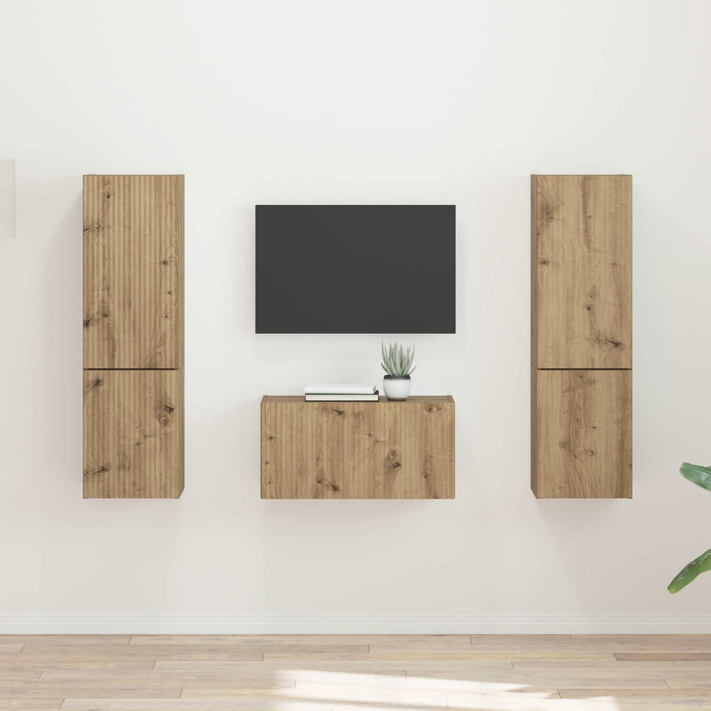 Ensemble Meuble TV Mural Effet Béton - 5 Pièces-Mon Meuble TV-Chêne artisanal-20
