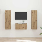 Ensemble Meuble TV Mural Effet Béton - 5 Pièces-Mon Meuble TV-Chêne artisanal-20