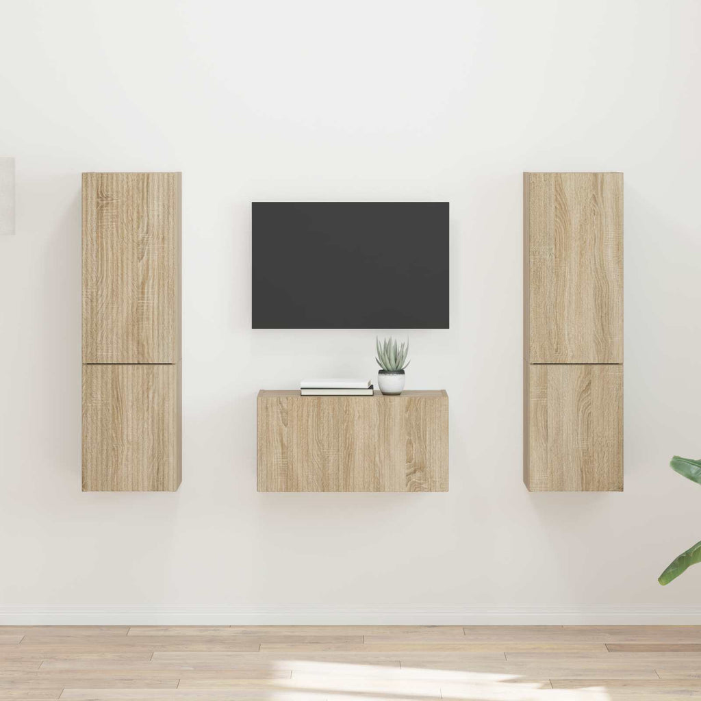 Ensemble Meuble TV Mural Effet Béton - 5 Pièces-Mon Meuble TV-Chêne sonoma-16