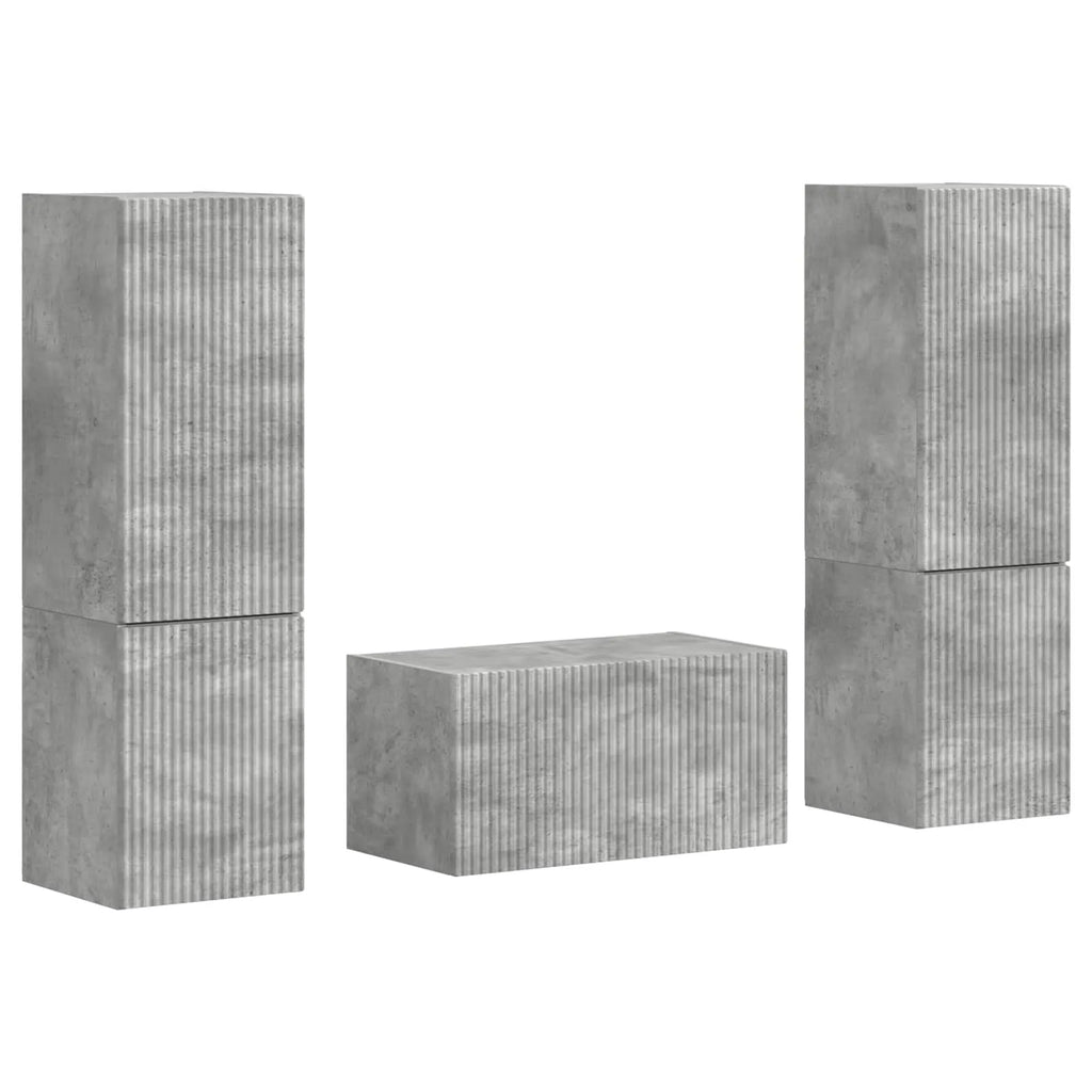 Ensemble Meuble TV Mural Effet Béton - 5 Pièces-Mon Meuble TV-Gris béton-1