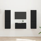 Ensemble Meuble TV Mural Effet Béton - 5 Pièces-Mon Meuble TV-Noir-15