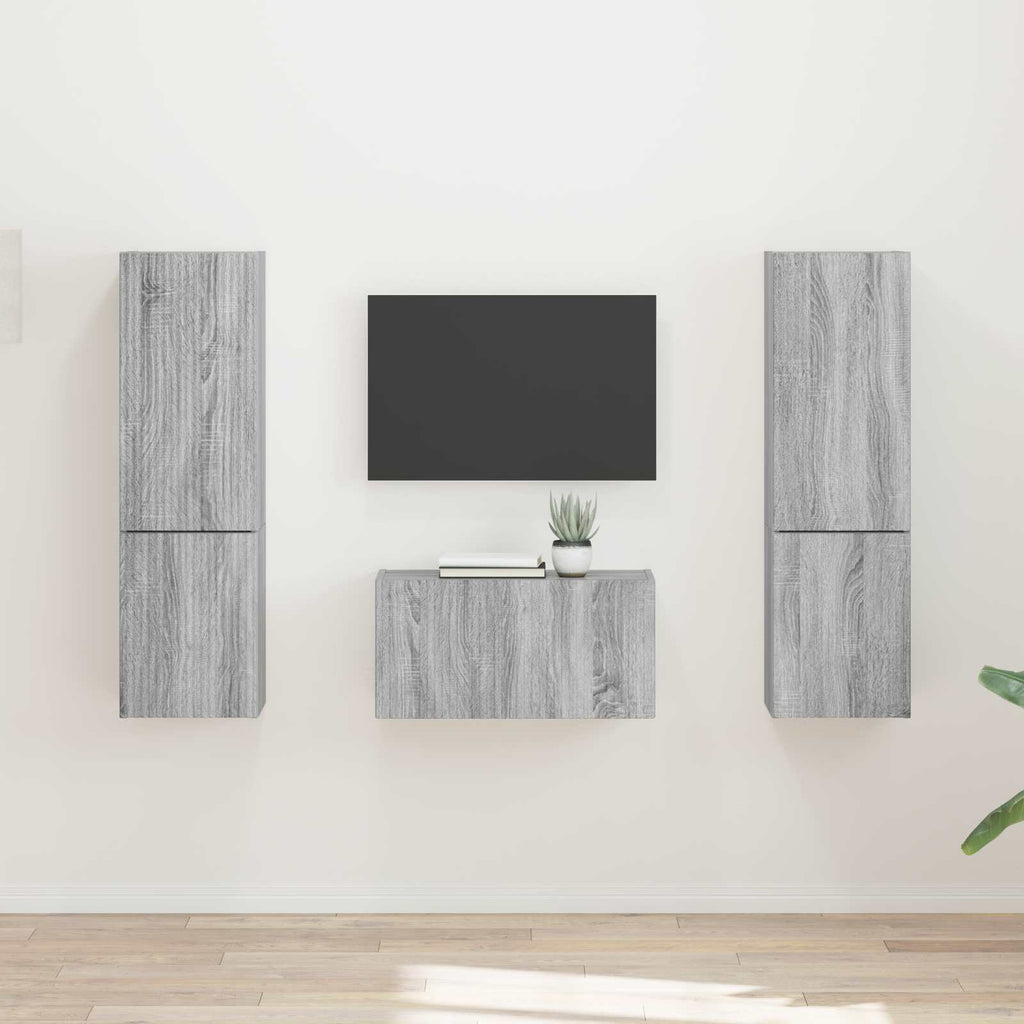 Ensemble Meuble TV Mural Effet Béton - 5 Pièces-Mon Meuble TV-Sonoma gris-21