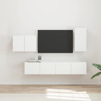 Ensemble Meuble TV Mural en Bois Ancien - 4 Pièces-Mon Meuble TV-Blanc-13