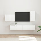 Ensemble Meuble TV Mural en Bois Ancien - 4 Pièces-Mon Meuble TV-Blanc brillant-19