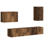 Ensemble Meuble TV Mural en Bois Ancien - 4 Pièces-Mon Meuble TV-Bois ancien-1