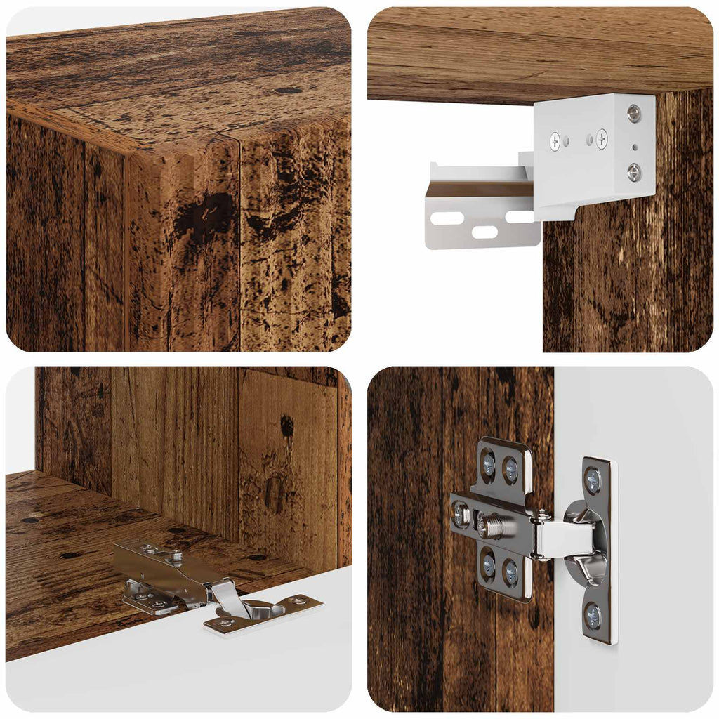Ensemble Meuble TV Mural en Bois Ancien - 4 Pièces-Mon Meuble TV-Bois ancien-8