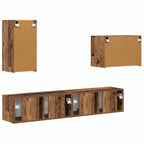 Ensemble Meuble TV Mural en Bois Ancien - 4 Pièces-Mon Meuble TV-Bois ancien-9