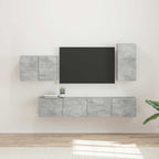 Ensemble Meuble TV Mural en Bois Ancien - 4 Pièces-Mon Meuble TV-Gris béton-15