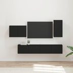 Ensemble Meuble TV Mural en Bois Ancien - 4 Pièces-Mon Meuble TV-Noir-14
