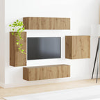 Ensemble Meuble TV Mural Suspendu Chêne Artisanal - 6 Pièces-Mon Meuble TV-Chêne artisanal-4