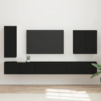 Ensemble Meuble TV Mural Suspendu Chêne Artisanal - 6 Pièces-Mon Meuble TV-Noir-14