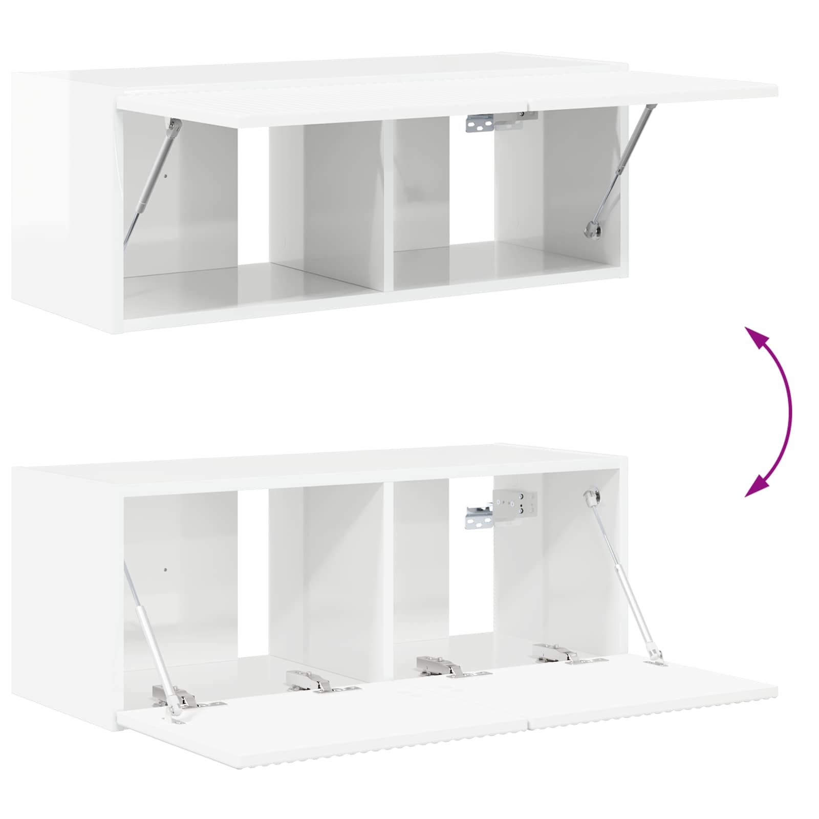 Ensemble Meuble TV Suspendu Blanc Brillant - 4 Pièces-Mon Meuble TV-Blanc-10