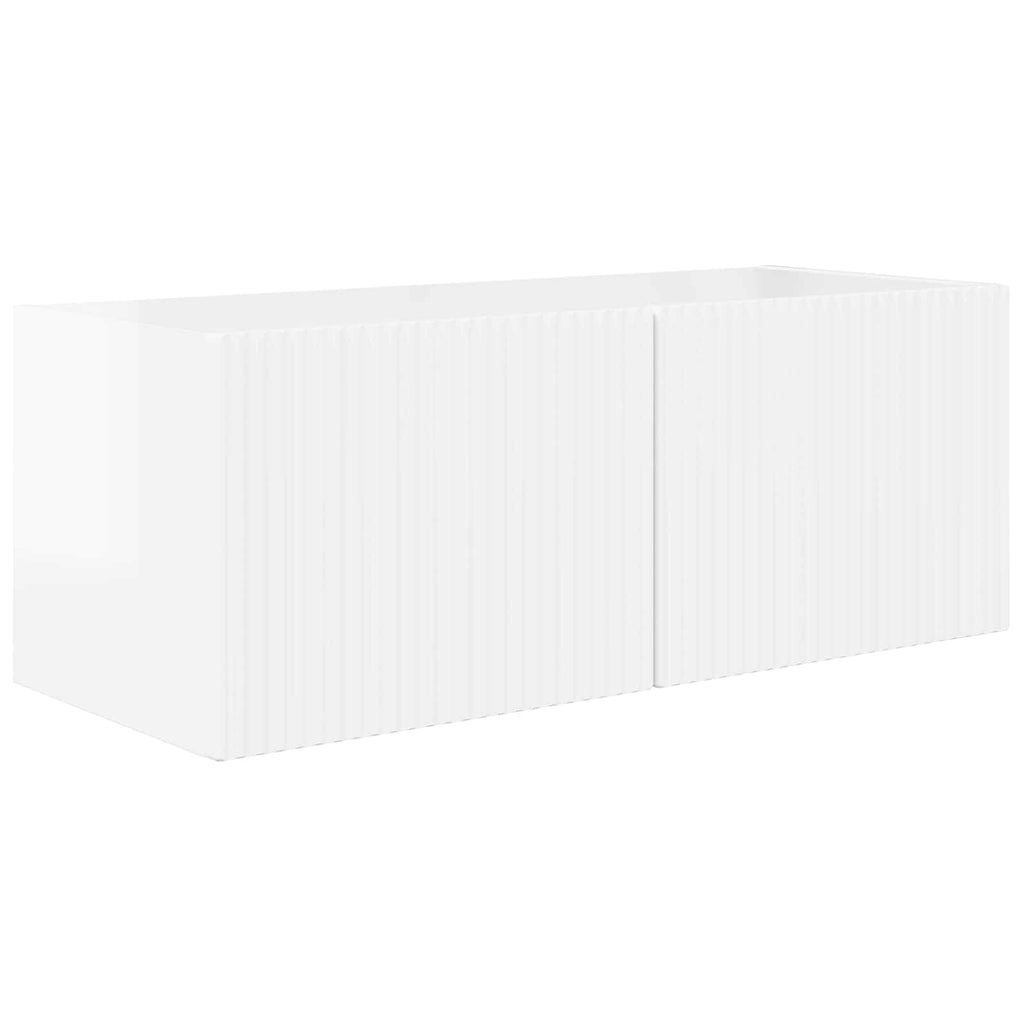 Ensemble Meuble TV Suspendu Blanc Brillant - 4 Pièces-Mon Meuble TV-Blanc-5