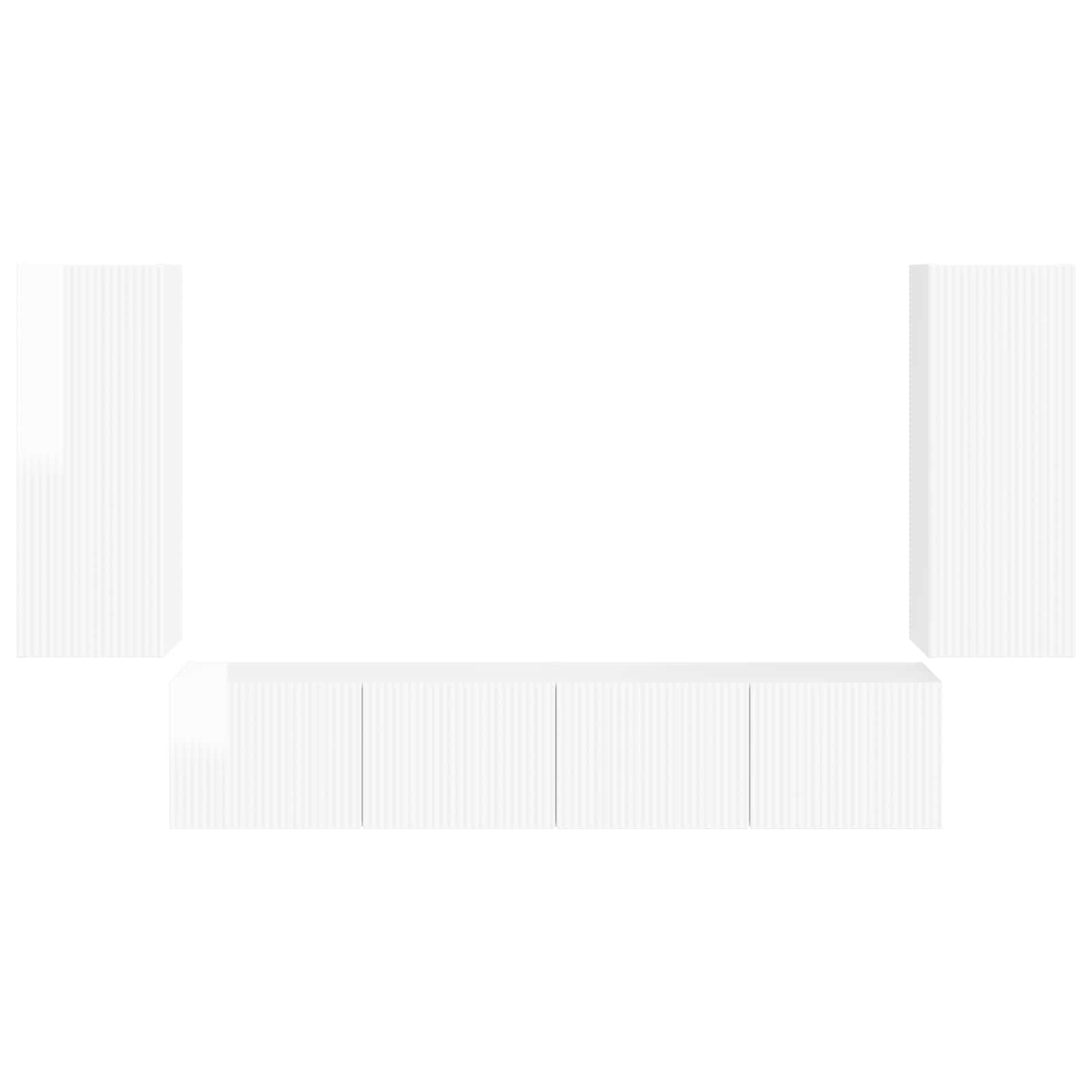 Ensemble Meuble TV Suspendu Blanc Brillant - 4 Pièces-Mon Meuble TV-Blanc-7