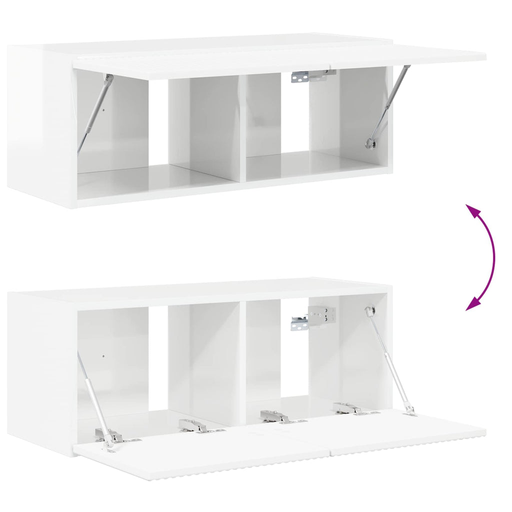 Ensemble Meuble TV Suspendu Blanc Brillant - 4 Pièces-Mon Meuble TV-Blanc-8