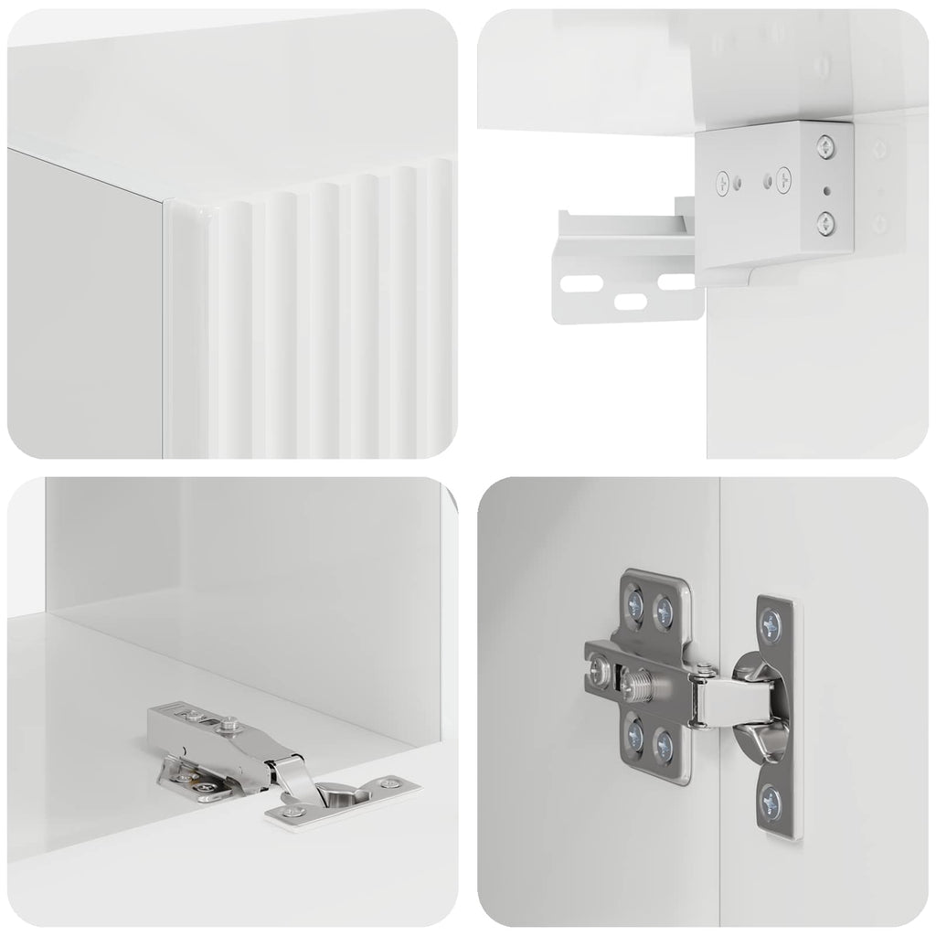 Ensemble Meuble TV Suspendu Blanc Brillant - 4 Pièces-Mon Meuble TV-Blanc-9