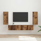 Ensemble Meuble TV Suspendu Blanc Brillant - 4 Pièces-Mon Meuble TV-Bois ancien-17