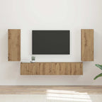 Ensemble Meuble TV Suspendu Blanc Brillant - 4 Pièces-Mon Meuble TV-Chêne artisanal-20