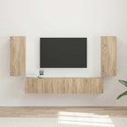 Ensemble Meuble TV Suspendu Blanc Brillant - 4 Pièces-Mon Meuble TV-Chêne sonoma-19