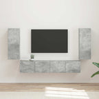 Ensemble Meuble TV Suspendu Blanc Brillant - 4 Pièces-Mon Meuble TV-Gris béton-15