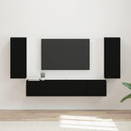 Ensemble Meuble TV Suspendu Blanc Brillant - 4 Pièces-Mon Meuble TV-Noir-14
