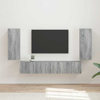 Ensemble Meuble TV Suspendu Blanc Brillant - 4 Pièces-Mon Meuble TV-Sonoma gris-18