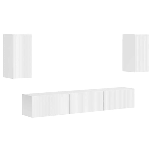 Ensemble Meuble TV Suspendu Blanc Brillant - 5 Pièces-Mon Meuble TV-1