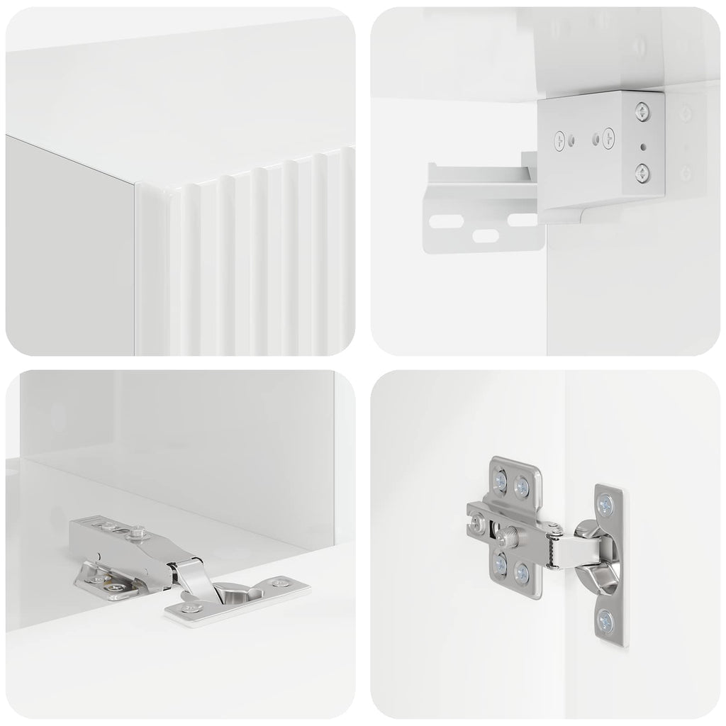 Ensemble Meuble TV Suspendu Blanc Brillant - 5 Pièces-Mon Meuble TV-10
