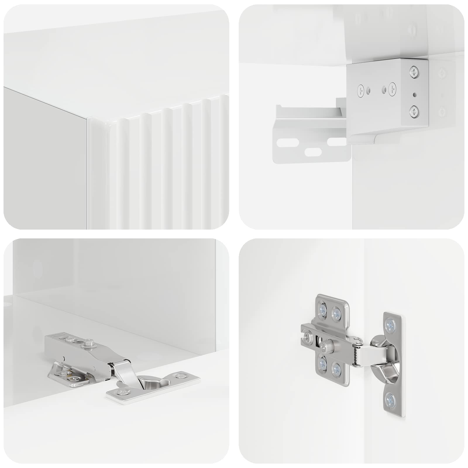 Ensemble Meuble TV Suspendu Blanc Brillant - 5 Pièces-Mon Meuble TV-10