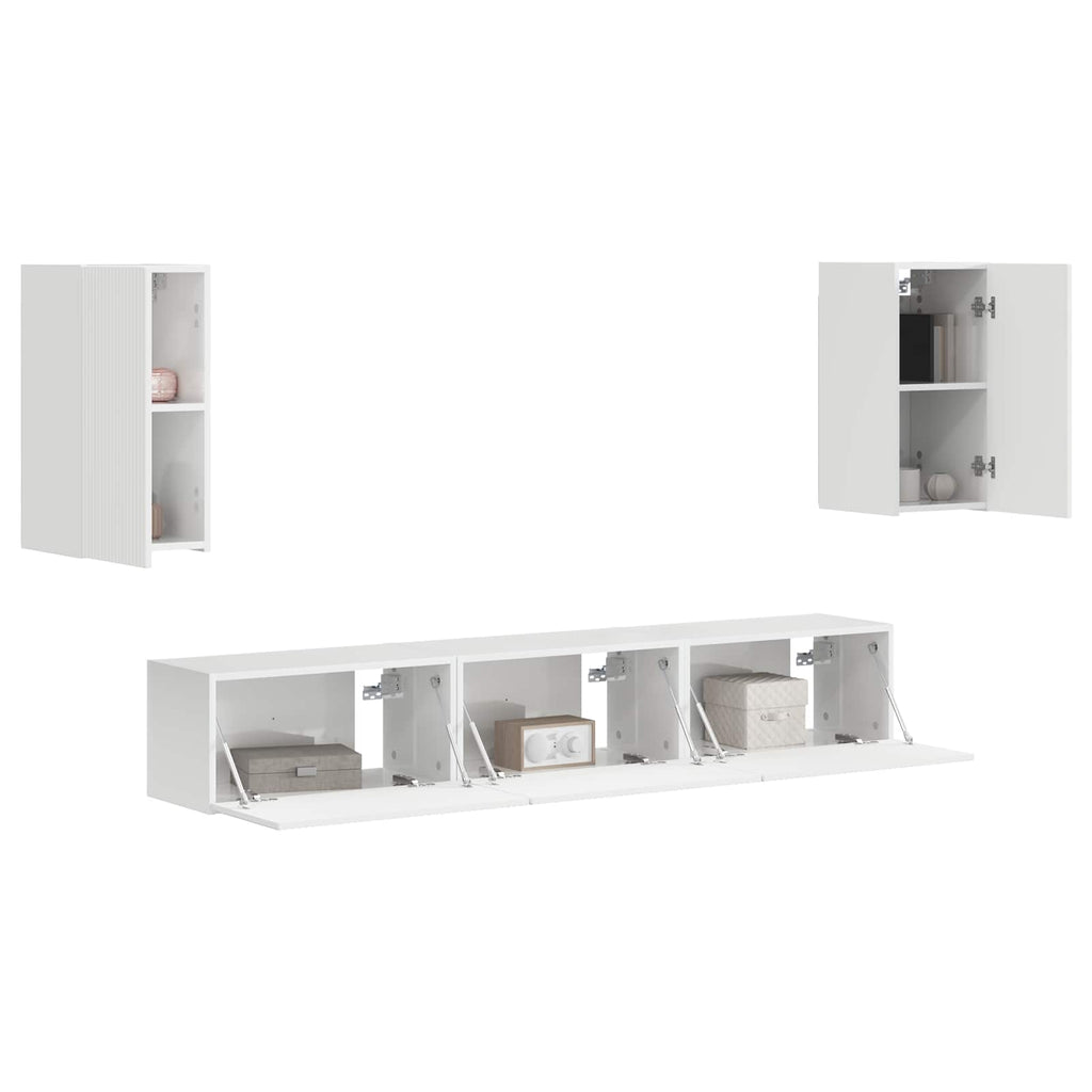 Ensemble Meuble TV Suspendu Blanc Brillant - 5 Pièces-Mon Meuble TV-3