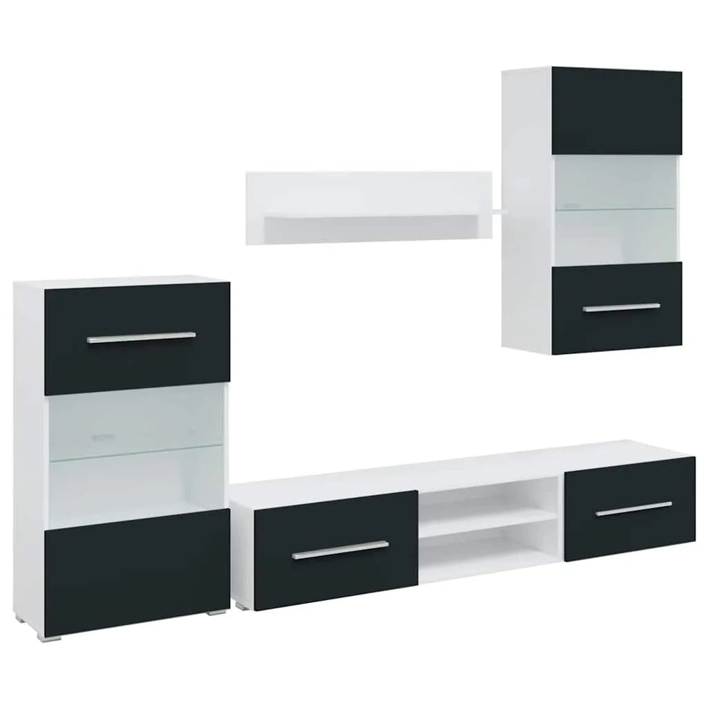 Ensemble Meuble TV Suspendu LED Indigo Mat - 5 Pièces-Mon Meuble TV-1