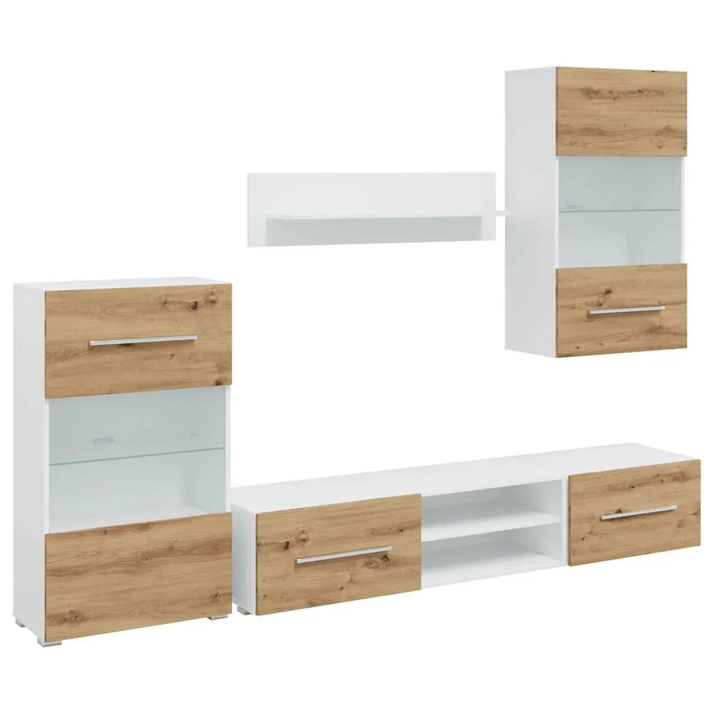 Ensemble Meuble TV XXL Effet Chêne Artisanal - 5 Pièces-Mon Meuble TV-1