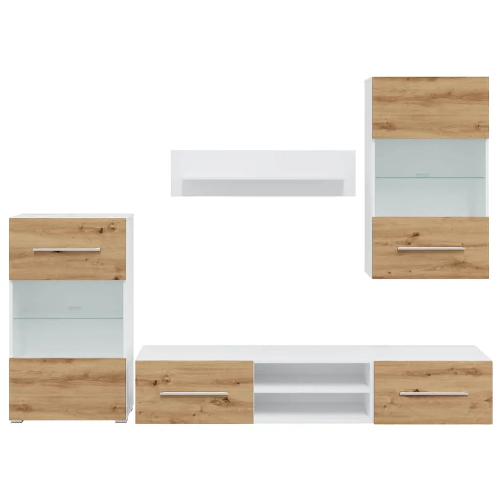 Ensemble Meuble TV XXL Effet Chêne Artisanal - 5 Pièces-Mon Meuble TV-5